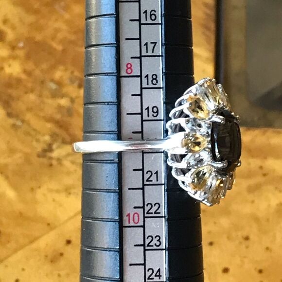 Natural Smoky Quartz Sterling Silver Cocktail Ring Size 9 - Picture 4 of 8